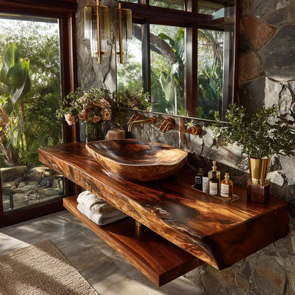Alvoria Live Edge Solid Wood Floating Bathroom Vanity SPA563429 Lynnsnail