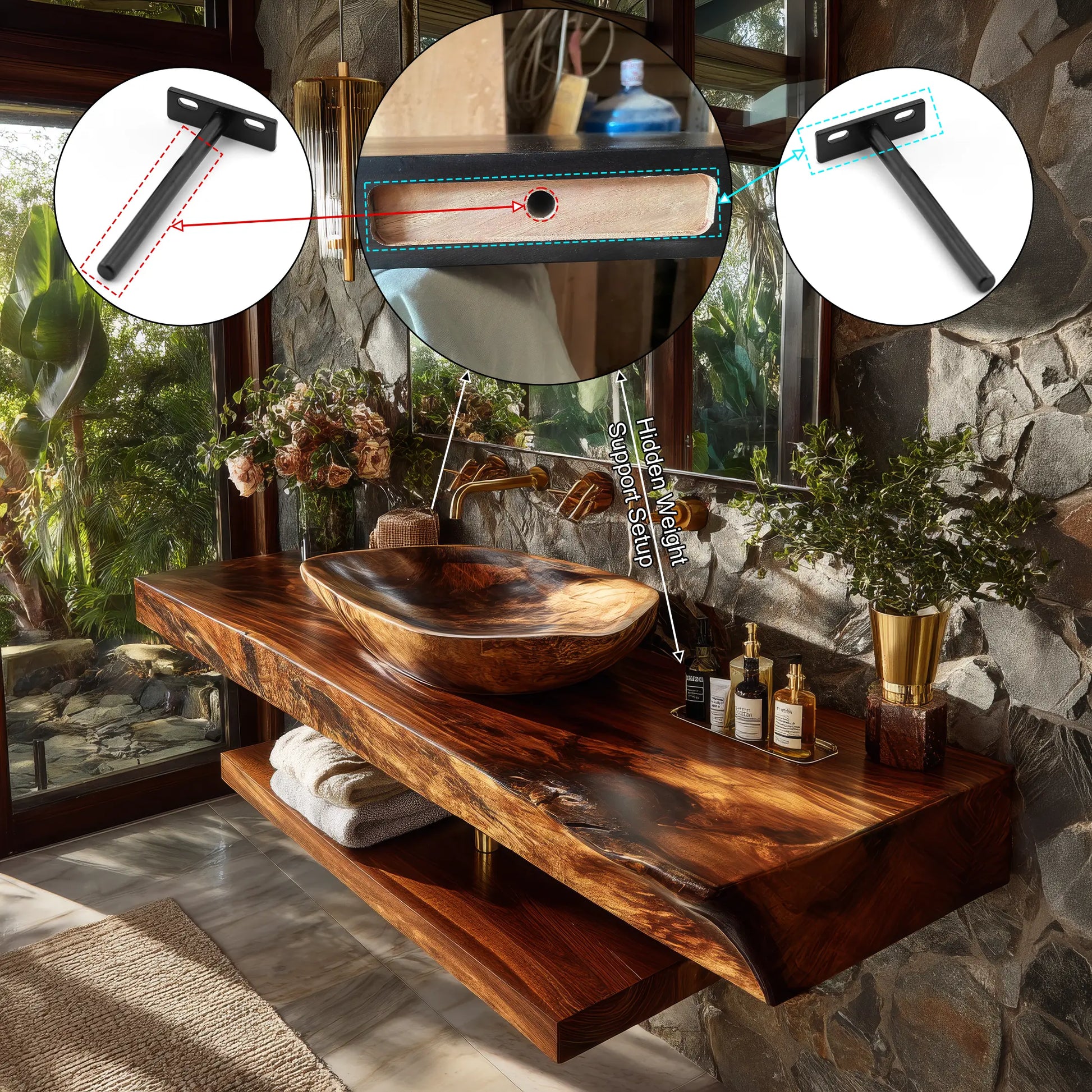 Alvoria Live Edge Solid Wood Floating Bathroom Vanity SPA563429 Lynnsnail