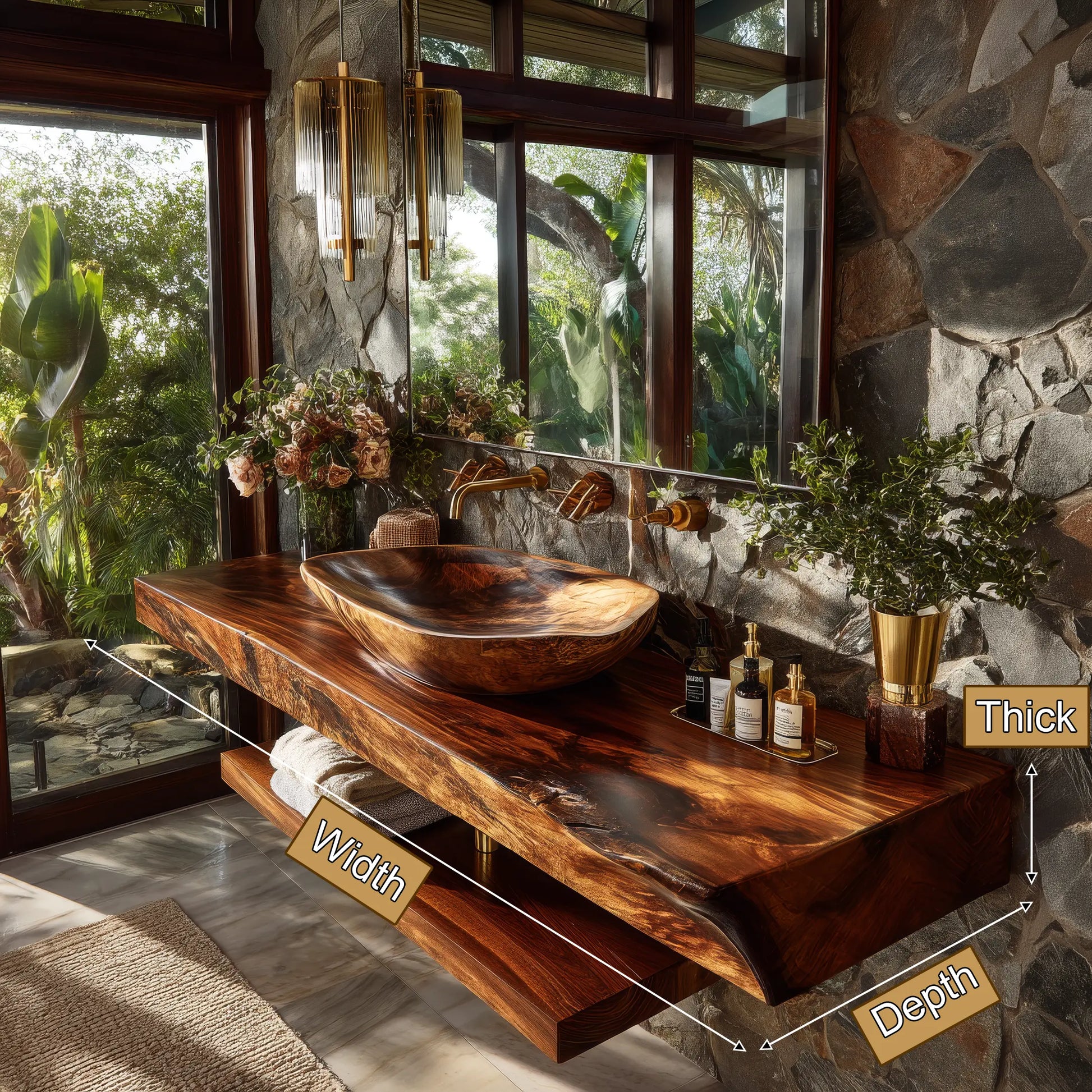 Alvoria Live Edge Solid Wood Floating Bathroom Vanity SPA563429 Lynnsnail