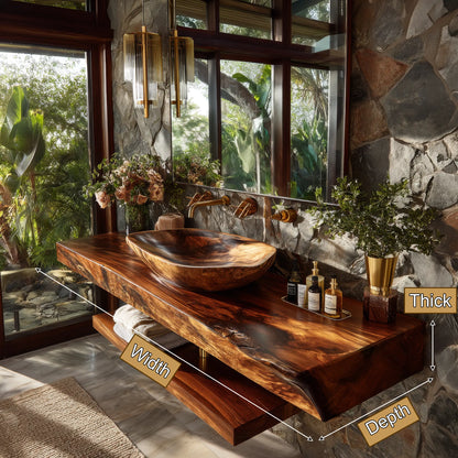 Alvoria Live Edge Solid Wood Floating Bathroom Vanity SPA563429 Lynnsnail