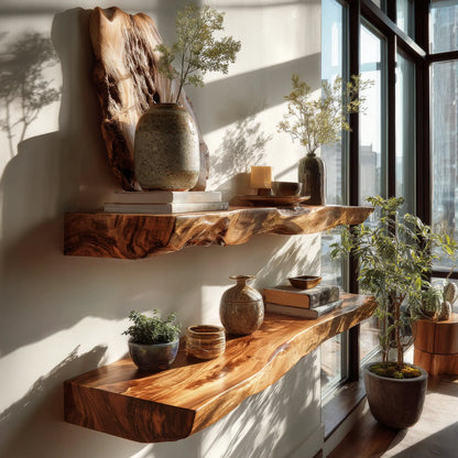 Arden Live Edge Solid Wood Floating Shelf SPA253345 Lynnsnail