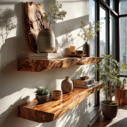 Arden Live Edge Solid Wood Floating Shelf SPA253345 Lynnsnail