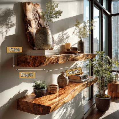 Arden Live Edge Solid Wood Floating Shelf SPA253345 Lynnsnail