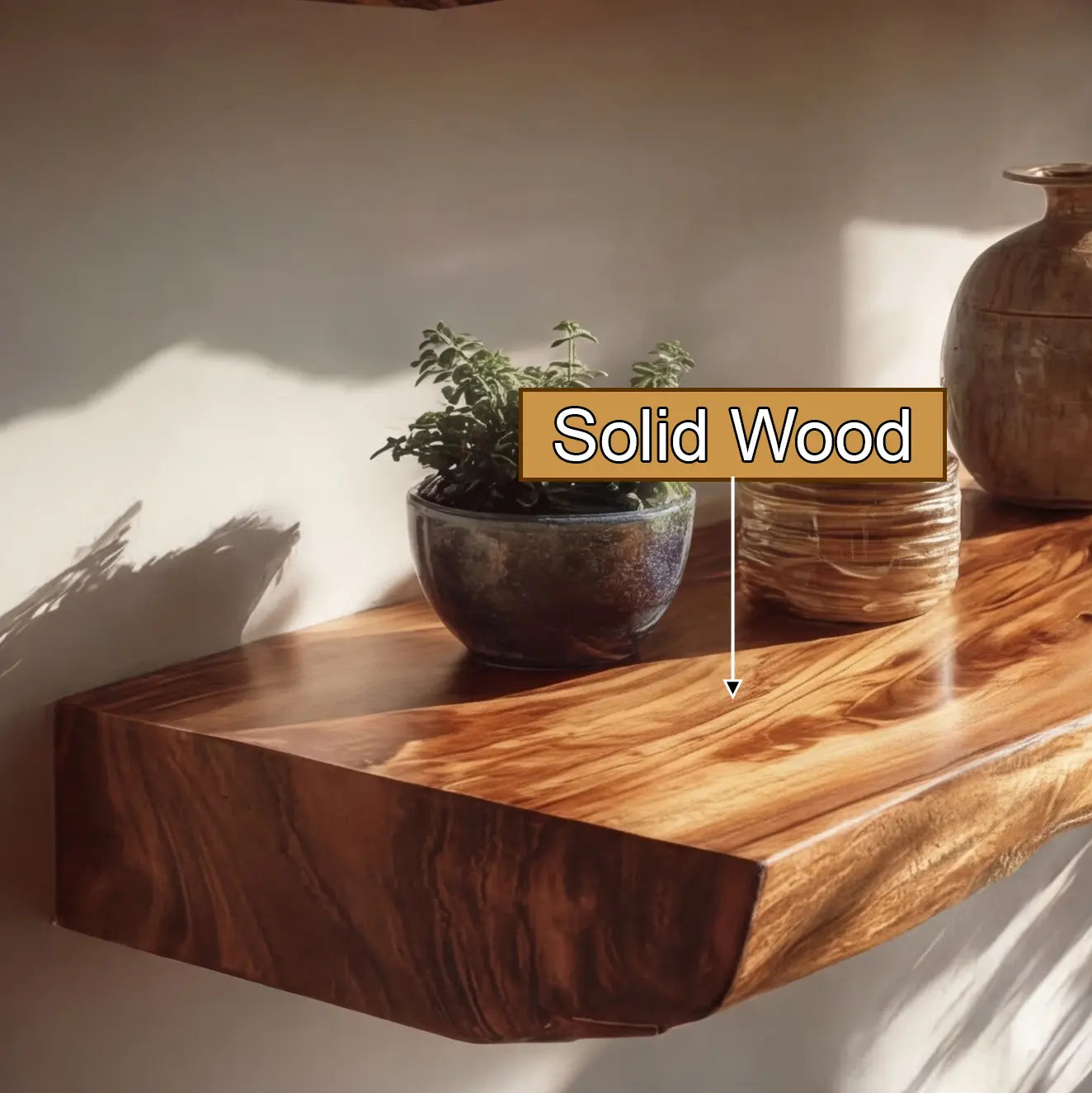 Arden Live Edge Solid Wood Floating Shelf SPA253345 Lynnsnail