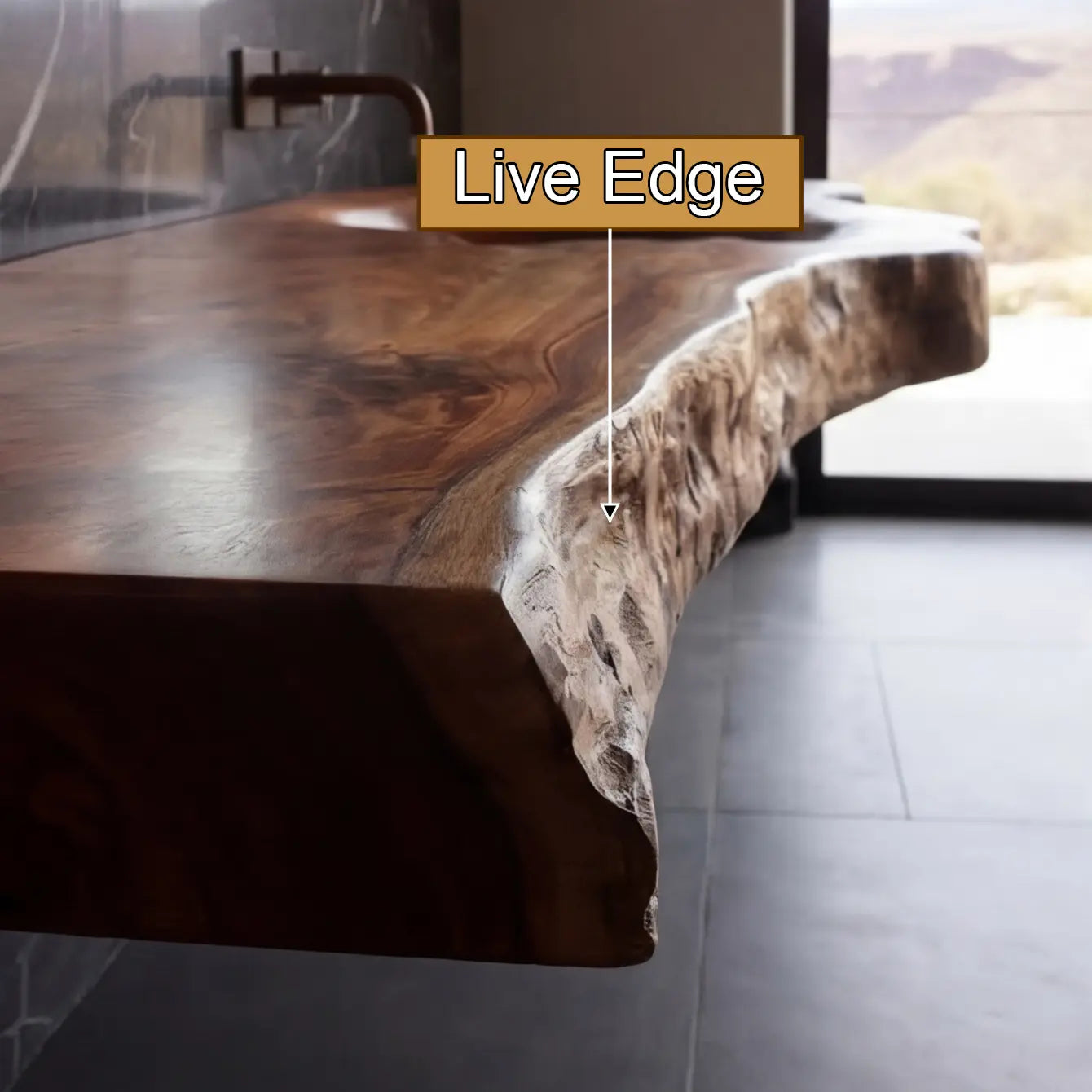 Ardento Sculpted Live Edge Solid Wood Floating Bathroom Vanity with Integrated Sink SPA353452 Lynnsnail