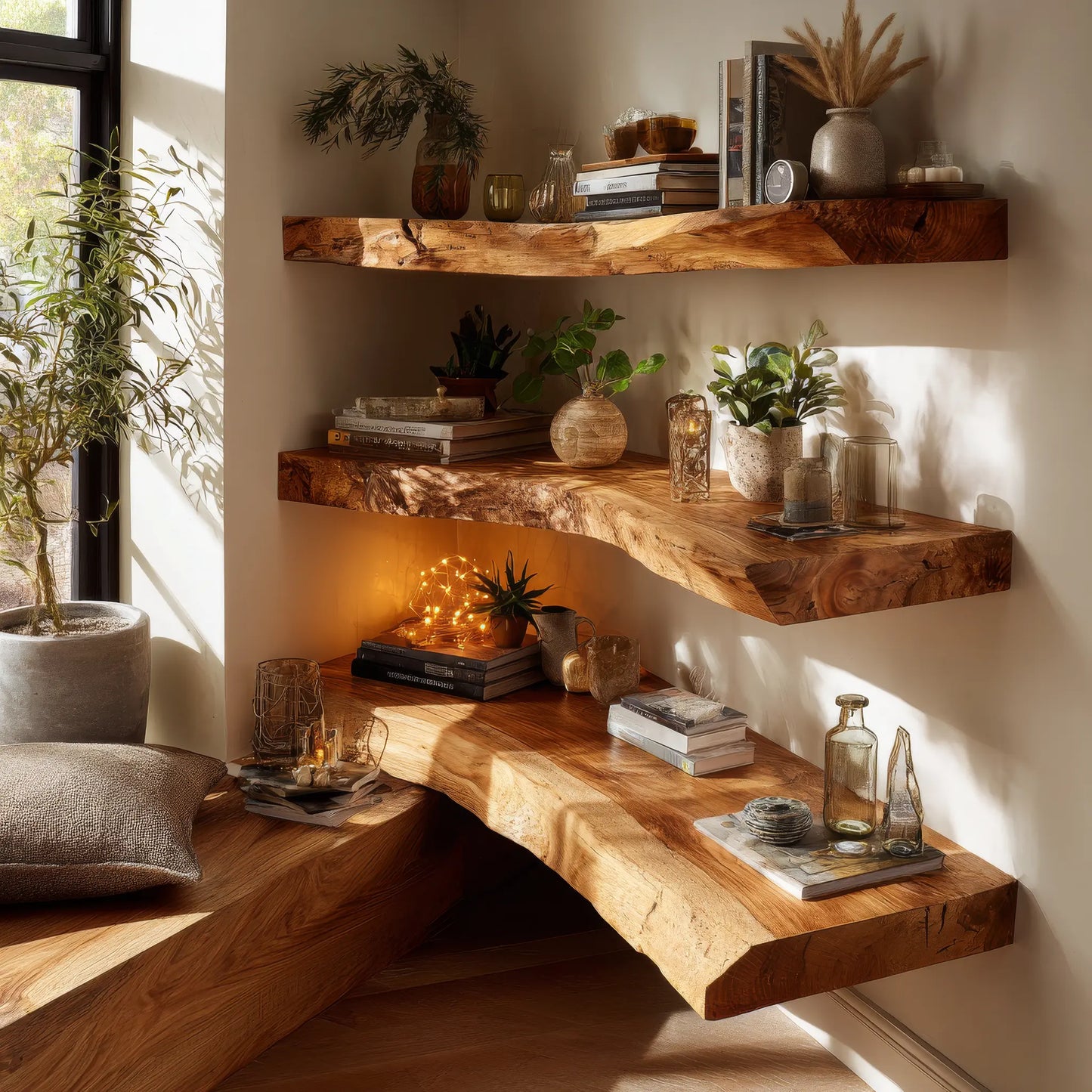Ardorin Live Edge Solid Wood Floating Shelf SPA846446 Lynnsnail