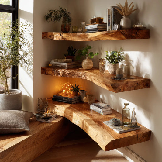 Ardorin Live Edge Solid Wood Floating Shelf SPA846446 Lynnsnail