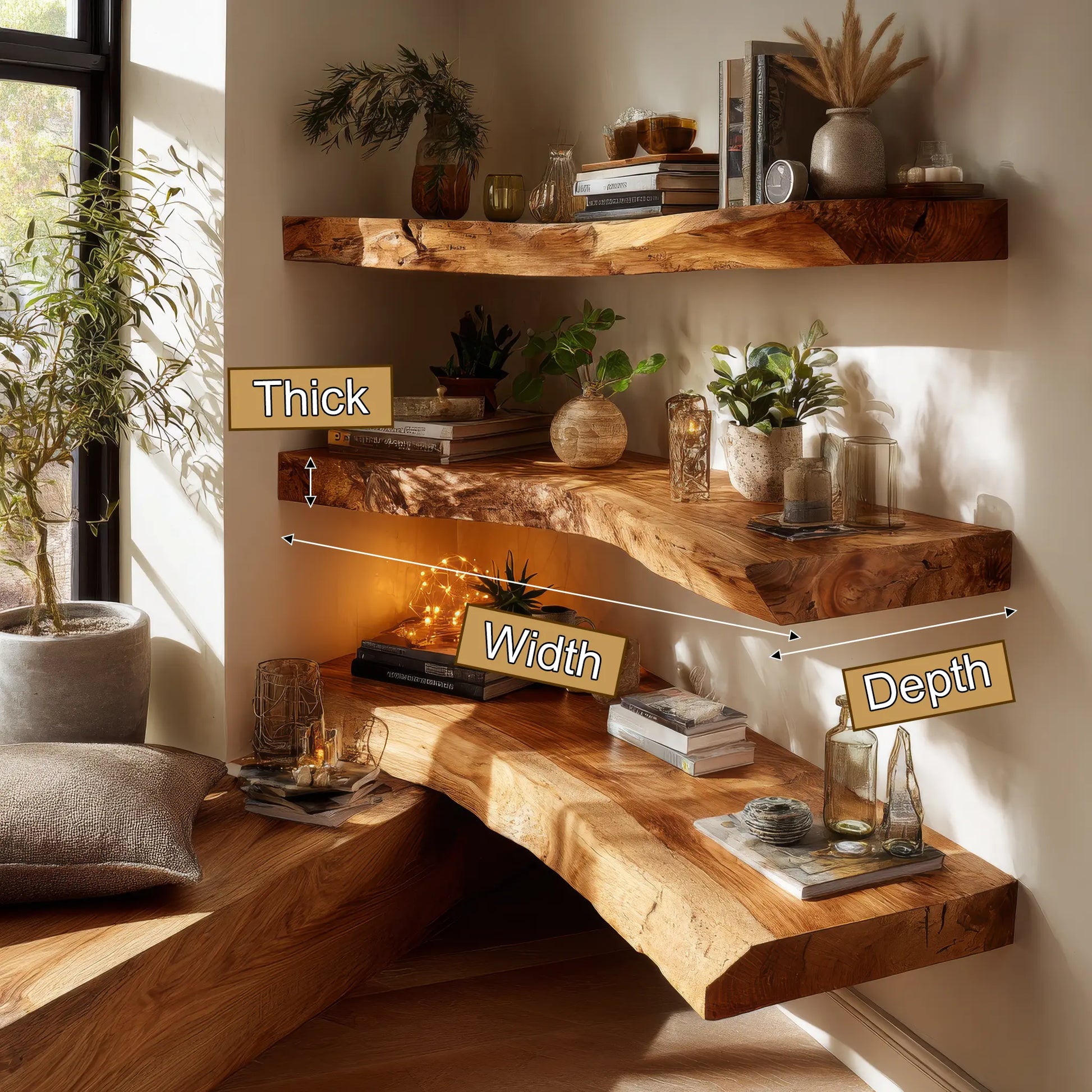 Ardorin Live Edge Solid Wood Floating Shelf SPA846446 Lynnsnail