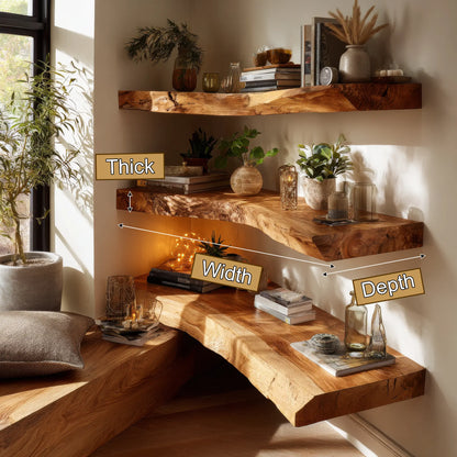 Ardorin Live Edge Solid Wood Floating Shelf SPA846446 Lynnsnail