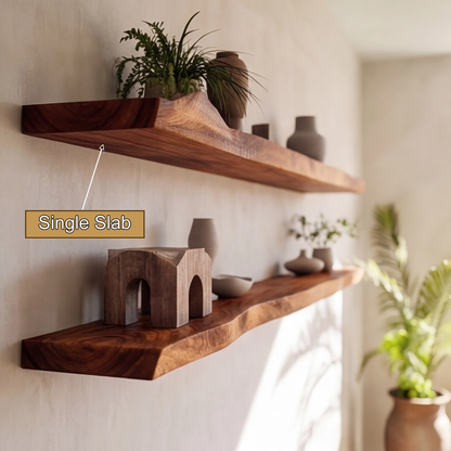 Arliven Live Edge Solid Wood Floating Shelf SPA383961