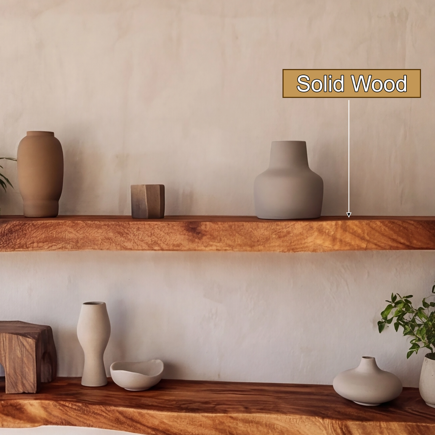 Arliven Live Edge Solid Wood Floating Shelf SPA383961