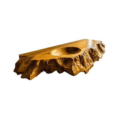 Arvella Live Edge Solid Wood Floating Bathroom Vanity with Integrated Sink Lynnsnail