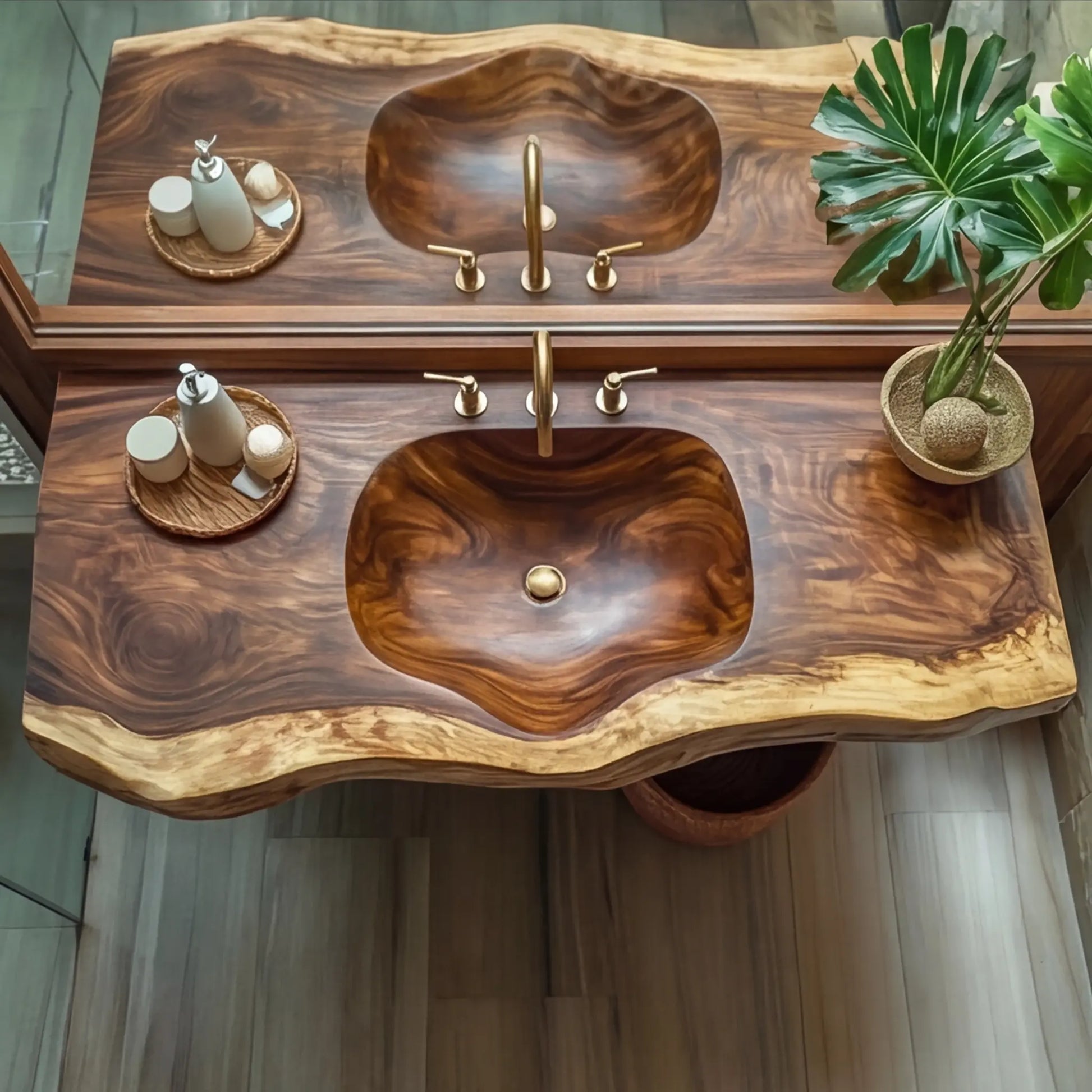 Arvessa Live Edge Solid Wood Floating Bathroom Vanity with Integrated Sink SPA256586 Lynnsnail