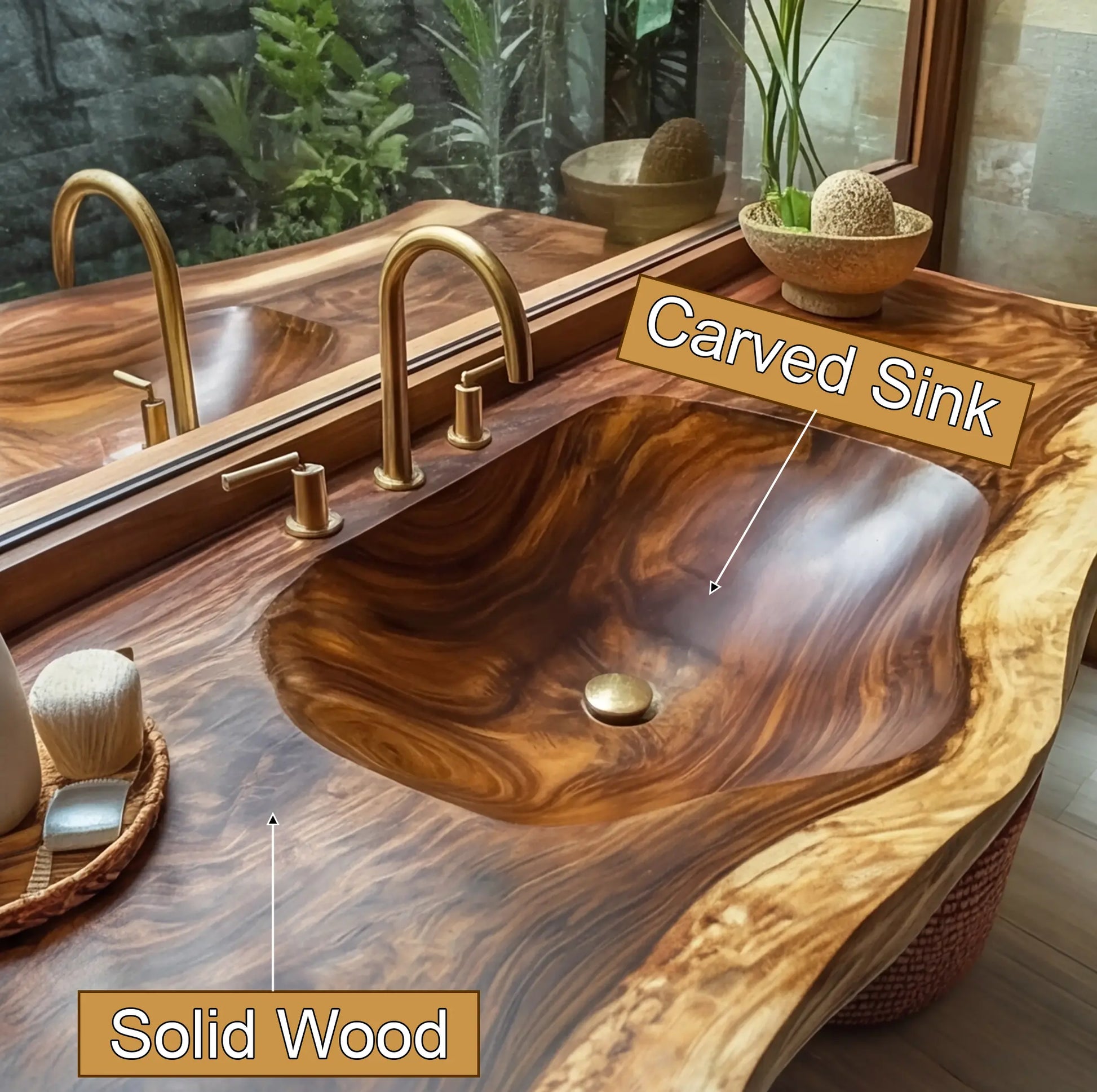 Arvessa Live Edge Solid Wood Floating Bathroom Vanity with Integrated Sink SPA256586 Lynnsnail