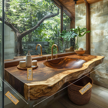 Arvessa Live Edge Solid Wood Floating Bathroom Vanity with Integrated Sink SPA256586 Lynnsnail