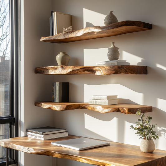 Arvessa Live Edge Solid Wood Floating Shelf SPA369495