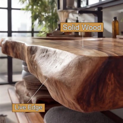 Arvion Live Edge Solid Wood Floating Bathroom Vanity with Integrated Sink SPA951365 Lynnsnail