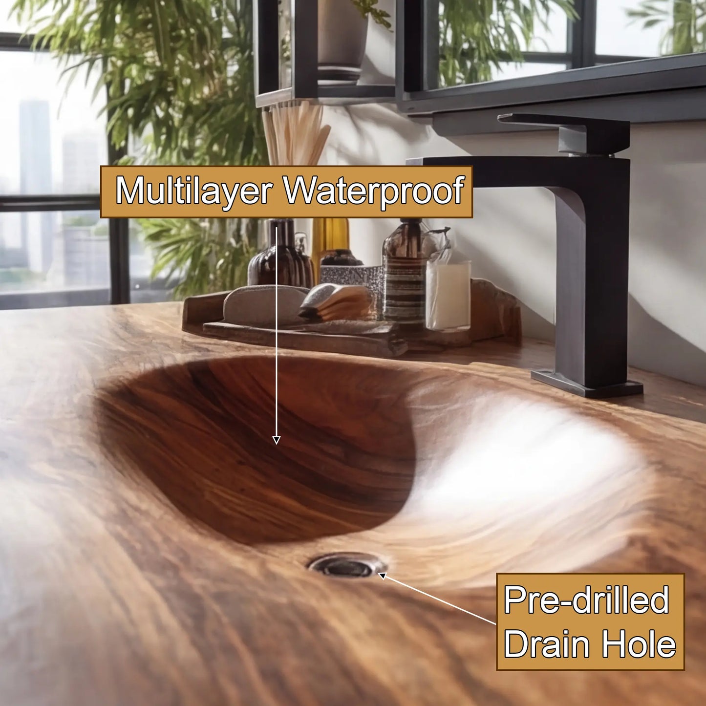 Arvion Live Edge Solid Wood Floating Bathroom Vanity with Integrated Sink SPA951365 Lynnsnail