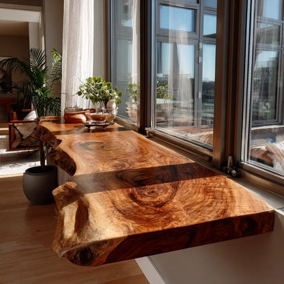 Auralis Live Edge Solid Wood Floating Desk Lynnsnail