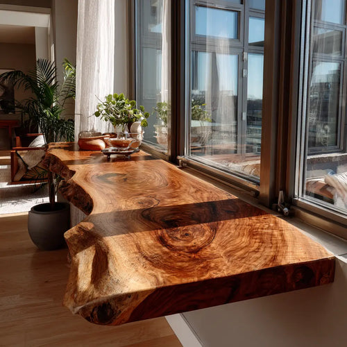 Auralis Live Edge Solid Wood Floating Desk Lynnsnail