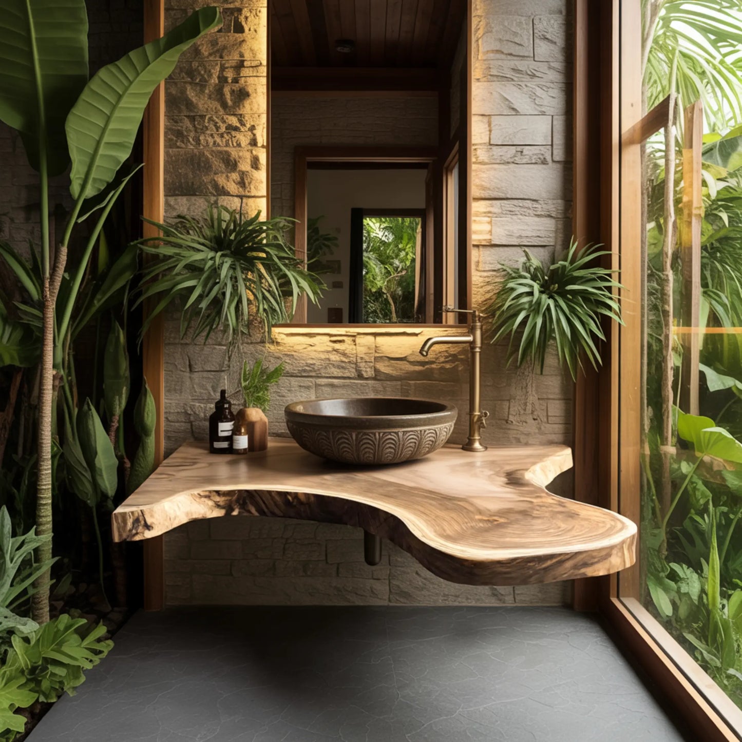 Aurelin Drift Organic Wood Floating Bathroom Vanity Lynnsnail