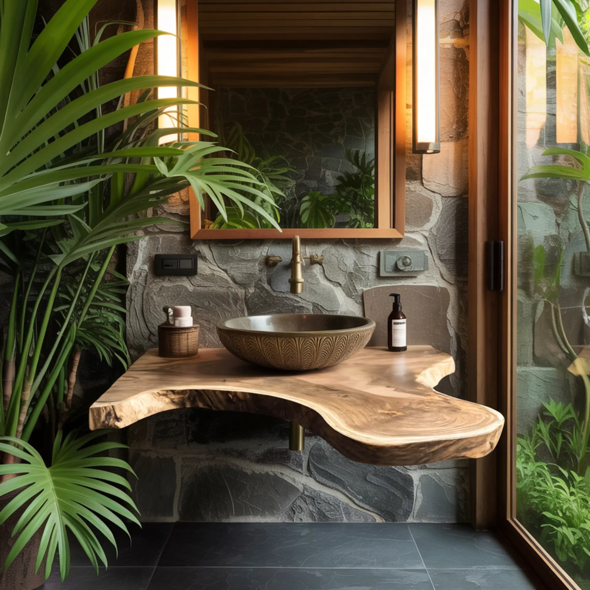Aurelin Drift Organic Wood Floating Bathroom Vanity Lynnsnail