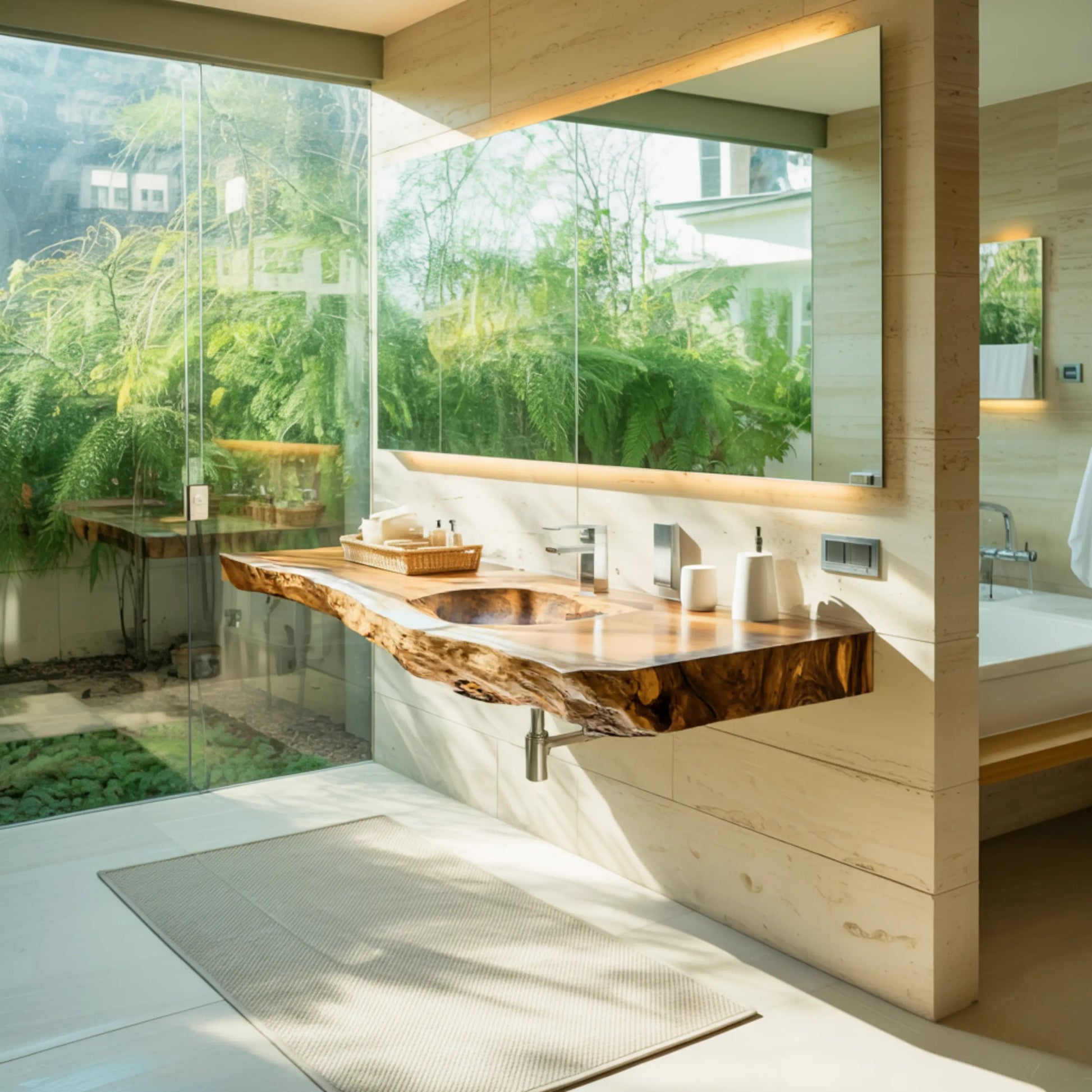 Aurevia Live Edge Solid Wood Floating Bathroom Vanity with Integrated Sink Lynnsnail