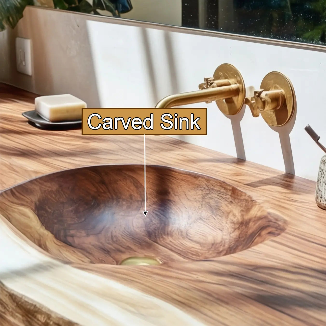 Aurevia Live Edge Solid Wood Floating Bathroom Vanity with Integrated Sink Lynnsnail