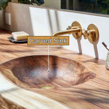 Aurevia Live Edge Solid Wood Floating Bathroom Vanity with Integrated Sink Lynnsnail