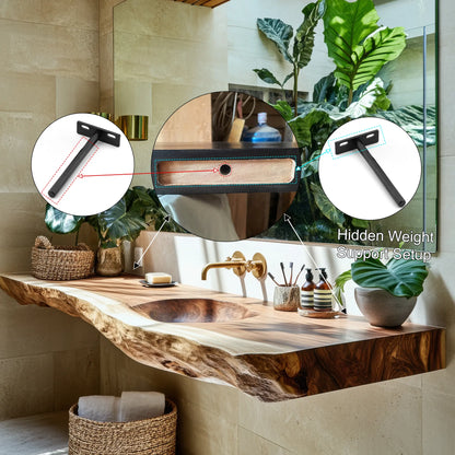Aurevia Live Edge Solid Wood Floating Bathroom Vanity with Integrated Sink Lynnsnail