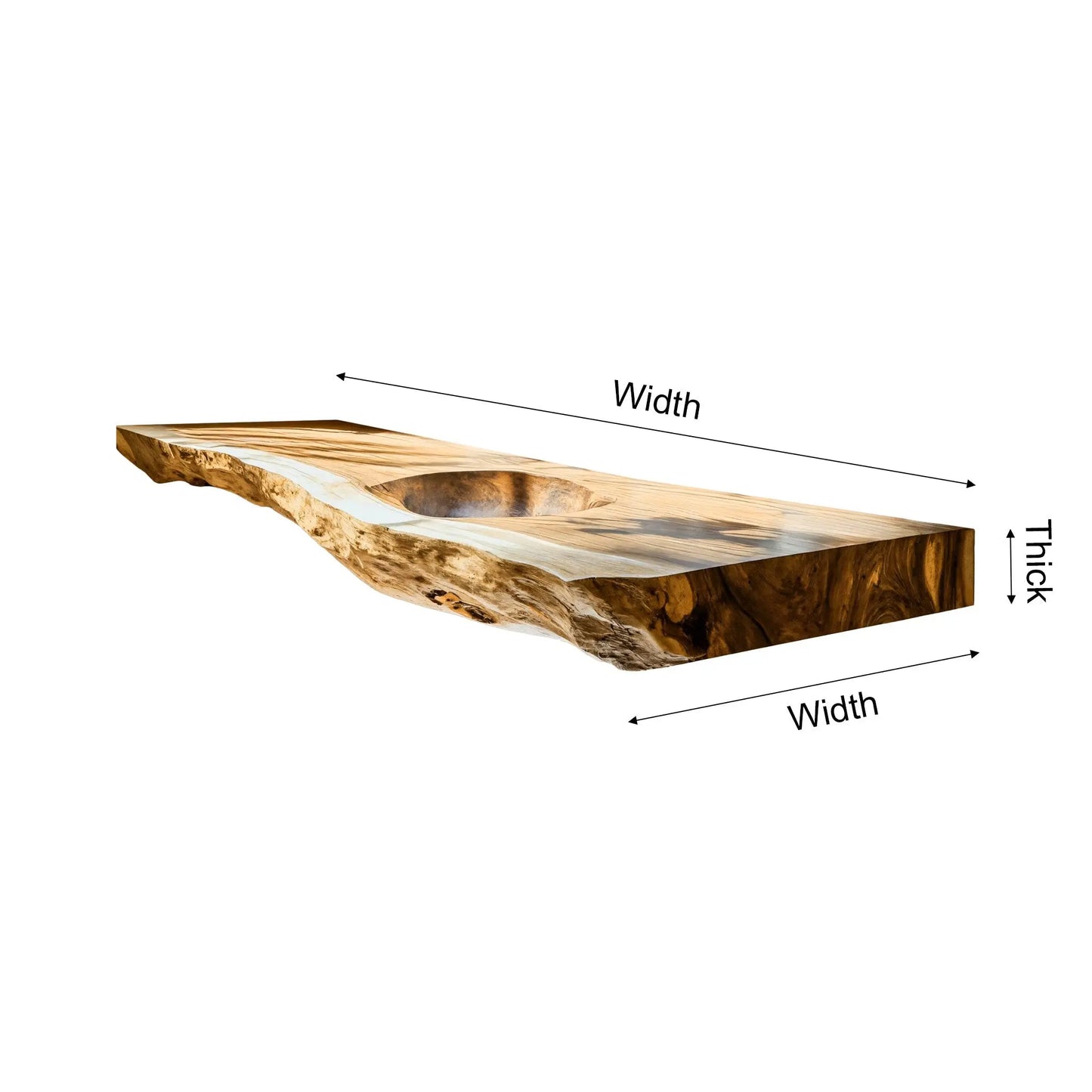 Aurevia Live Edge Solid Wood Floating Bathroom Vanity with Integrated Sink Lynnsnail
