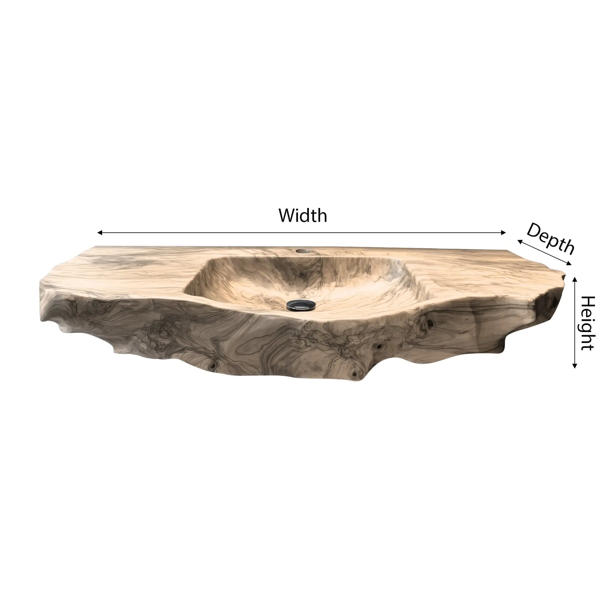 Aurevik Live Edge Solid Wood Floating Bathroom Vanity with Integrated Sink Lynnsnail