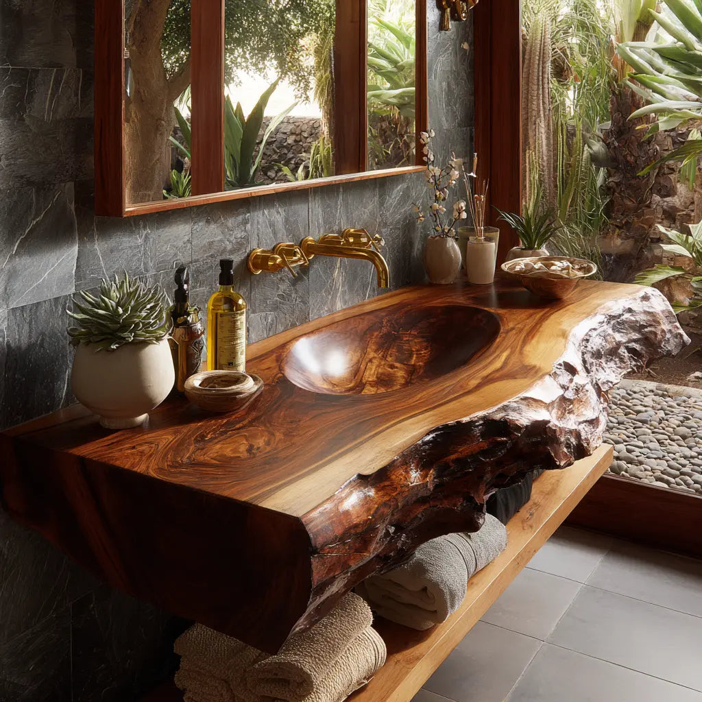 Avendra Live Edge Solid Wood Floating Bathroom Vanity with Integrated Sink SPA201365 Lynnsnail