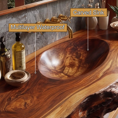Avendra Live Edge Solid Wood Floating Bathroom Vanity with Integrated Sink SPA201365 Lynnsnail