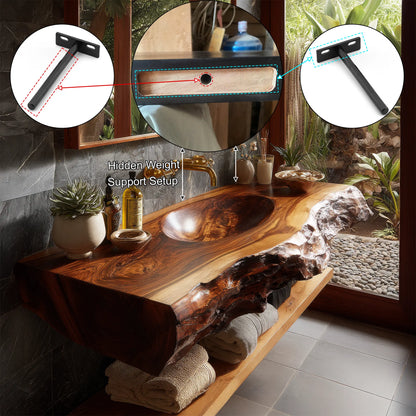 Avendra Live Edge Solid Wood Floating Bathroom Vanity with Integrated Sink SPA201365 Lynnsnail