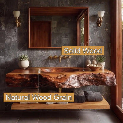 Avendra Live Edge Solid Wood Floating Bathroom Vanity with Integrated Sink SPA201365 Lynnsnail