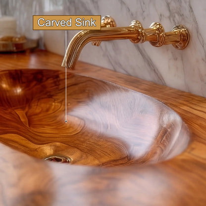 Avensa Live Edge Solid Wood Floating Bathroom Vanity with Integrated Sink SPA362594 Lynnsnail