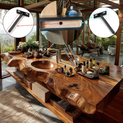 Avensor Live Edge Solid Wood Floating Bathroom Vanity with Integrated Sink SPA563795 Lynnsnail