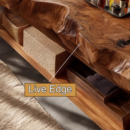 Avensor Live Edge Solid Wood Floating Bathroom Vanity with Integrated Sink SPA563795 Lynnsnail
