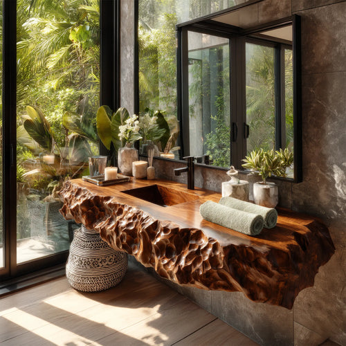 Averion Sculpted Solid Wood Floating Bathroom Vanity with Integrated Sink Lynnsnail