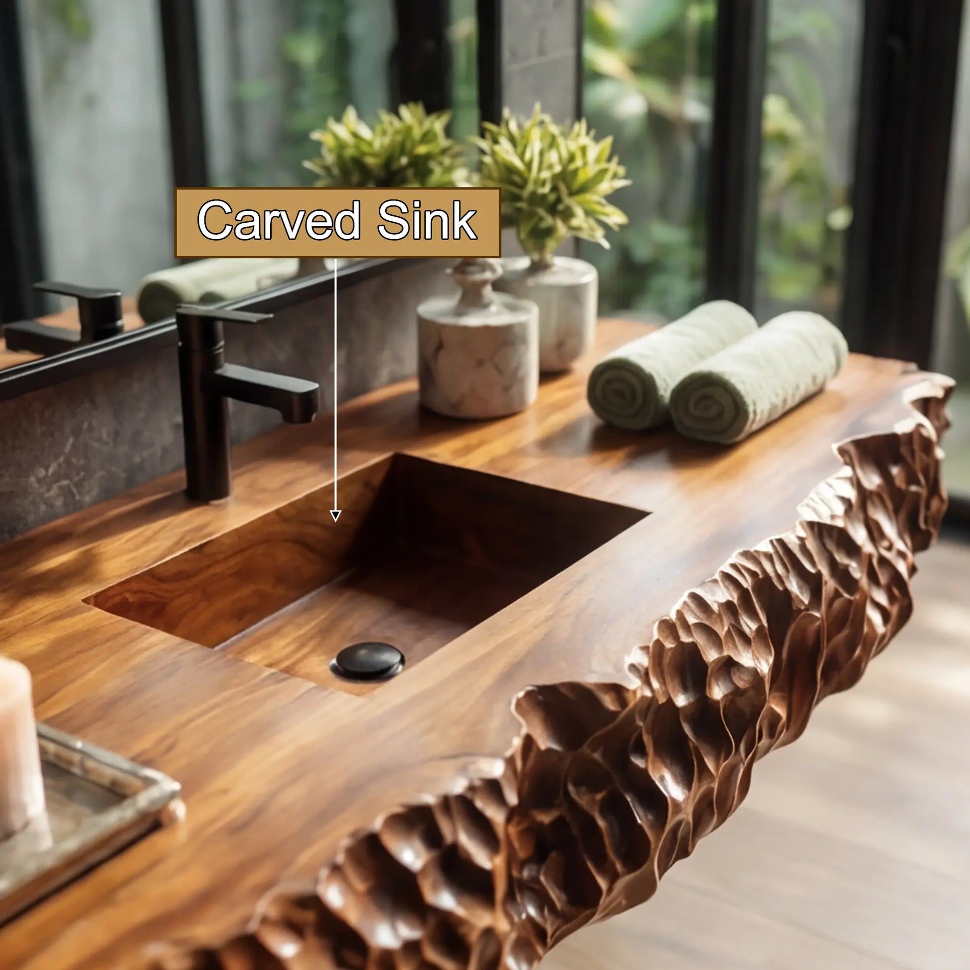 Averion Sculpted Solid Wood Floating Bathroom Vanity with Integrated Sink Lynnsnail