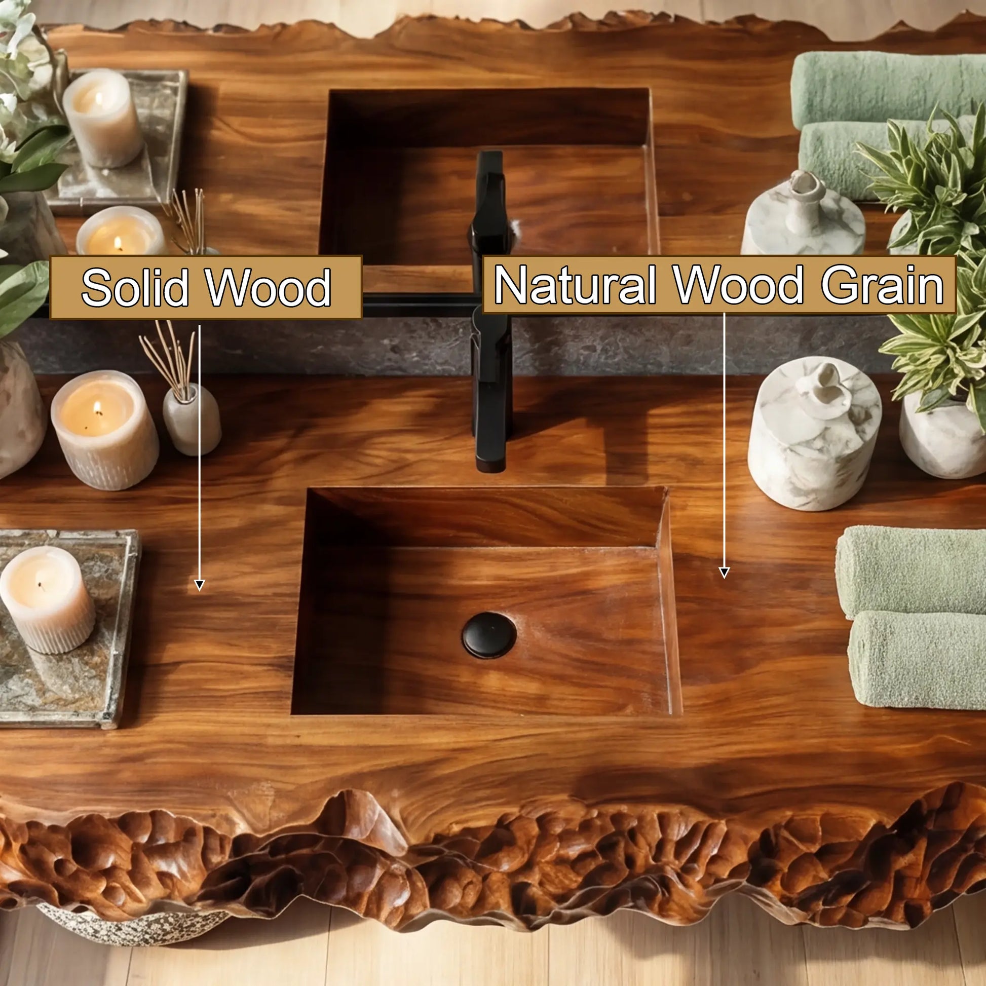 Averion Sculpted Solid Wood Floating Bathroom Vanity with Integrated Sink Lynnsnail