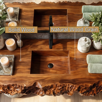 Averion Sculpted Solid Wood Floating Bathroom Vanity with Integrated Sink Lynnsnail