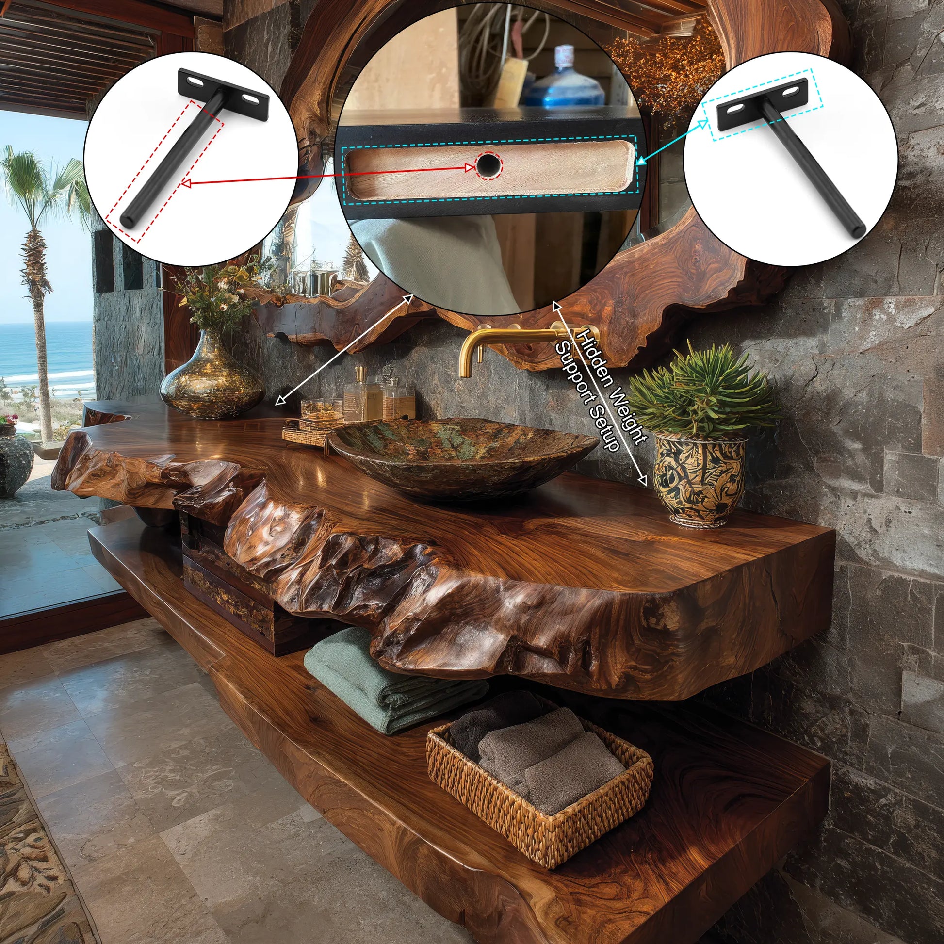 Averra Live Edge Solid Wood Floating Bathroom Vanity SPA230140 Lynnsnail