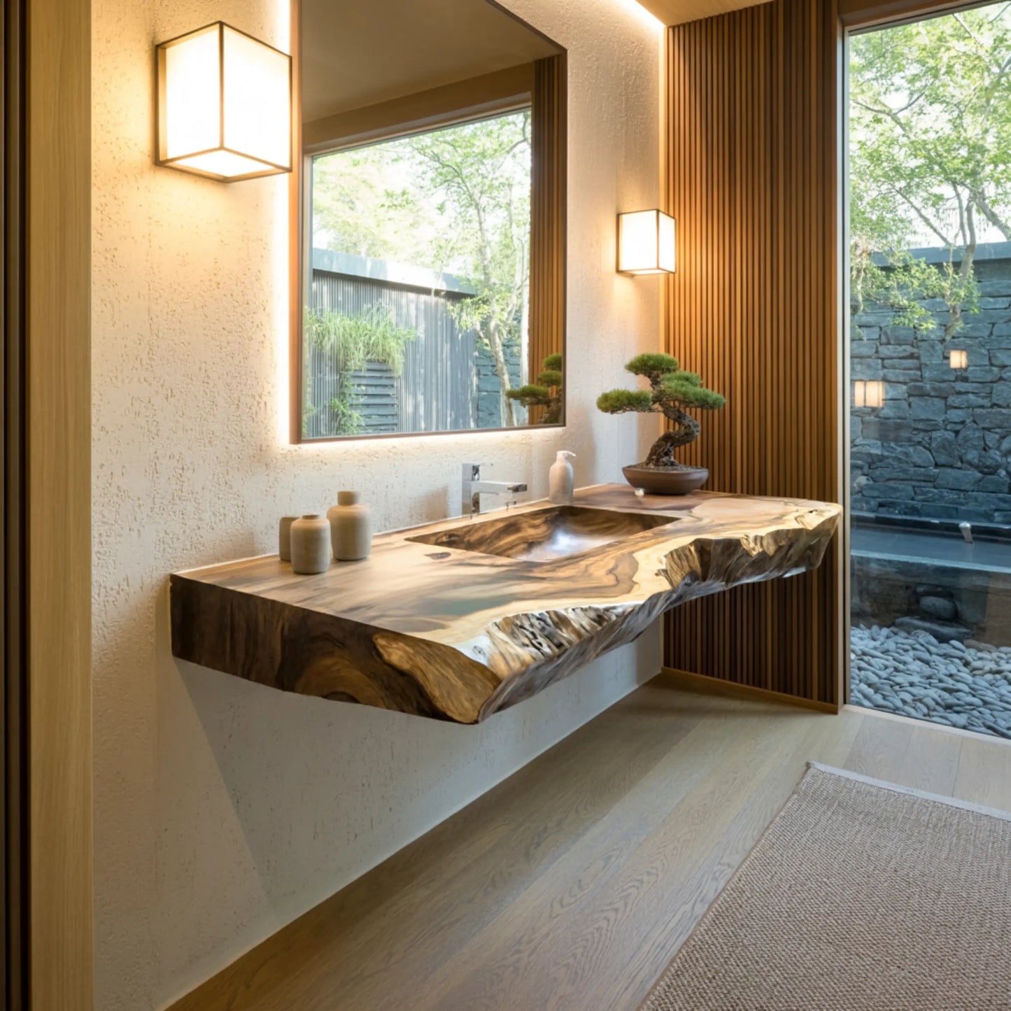 Averra Live Edge Solid Wood Floating Bathroom Vanity with Integrated Sink Lynnsnail