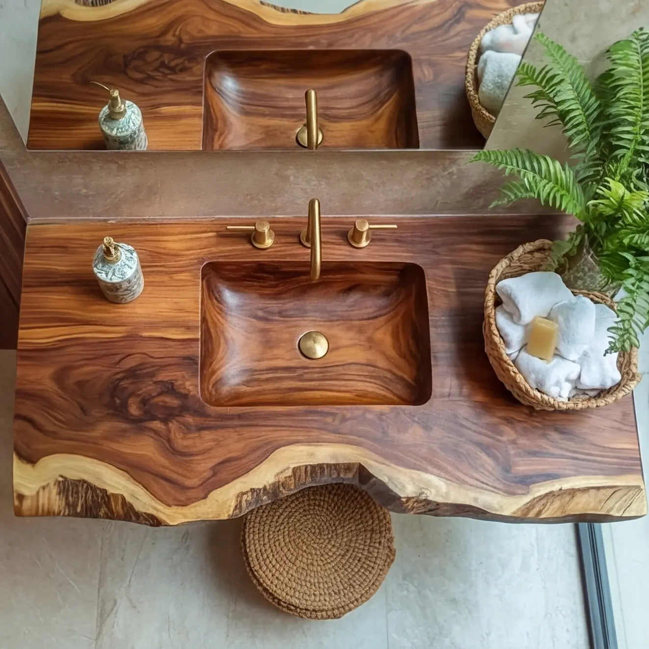 Averra Live Edge Solid Wood Floating Bathroom Vanity with Integrated Sink Lynnsnail