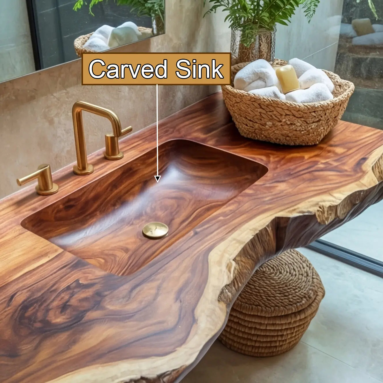 Averra Live Edge Solid Wood Floating Bathroom Vanity with Integrated Sink Lynnsnail