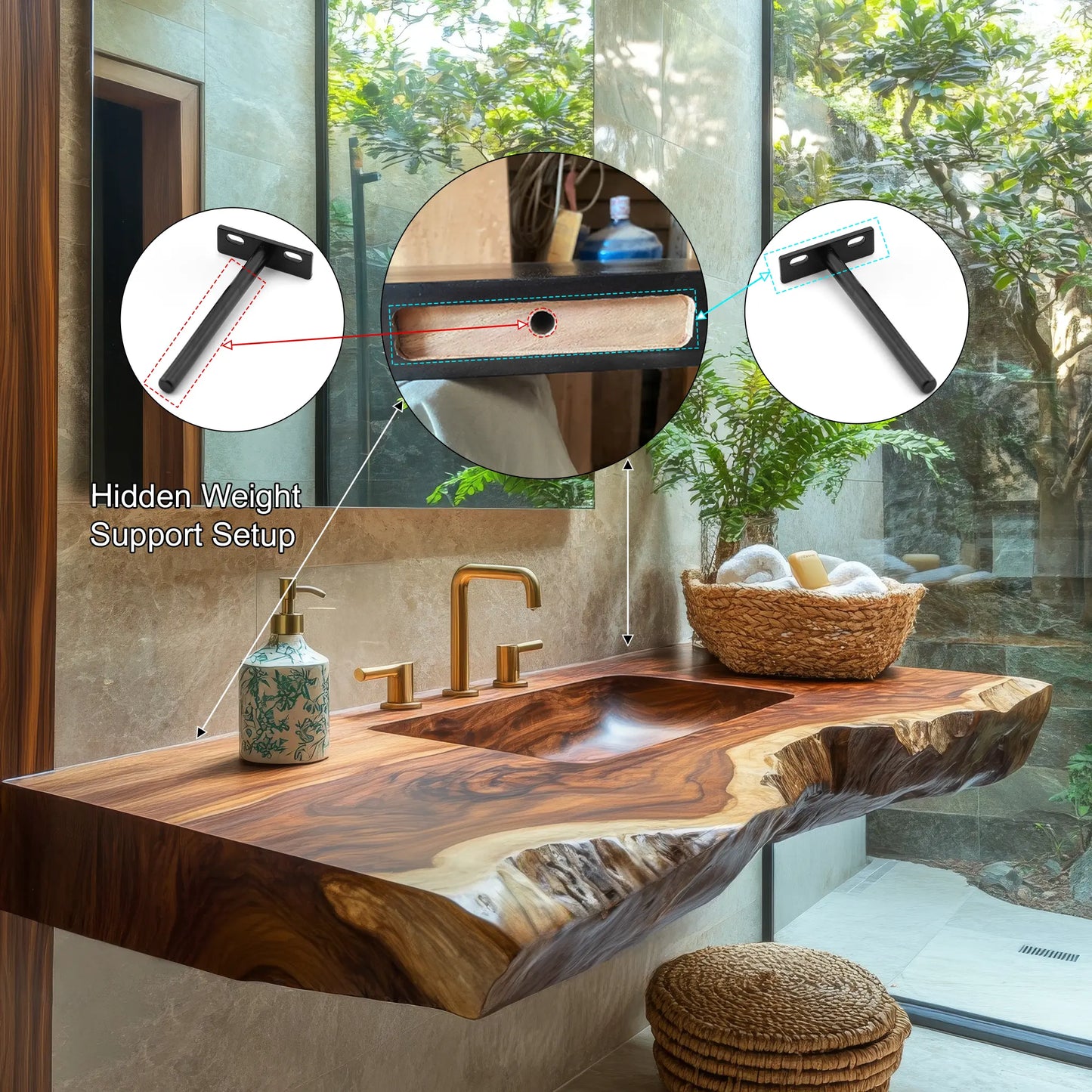 Averra Live Edge Solid Wood Floating Bathroom Vanity with Integrated Sink Lynnsnail