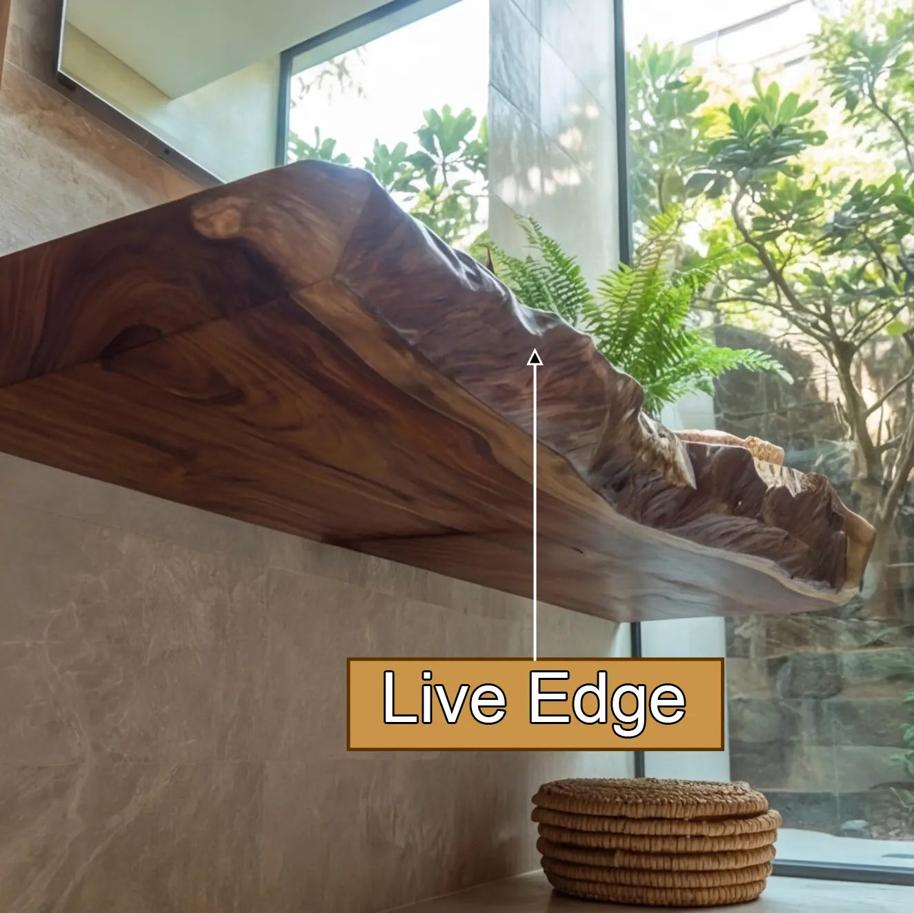 Averra Live Edge Solid Wood Floating Bathroom Vanity with Integrated Sink Lynnsnail