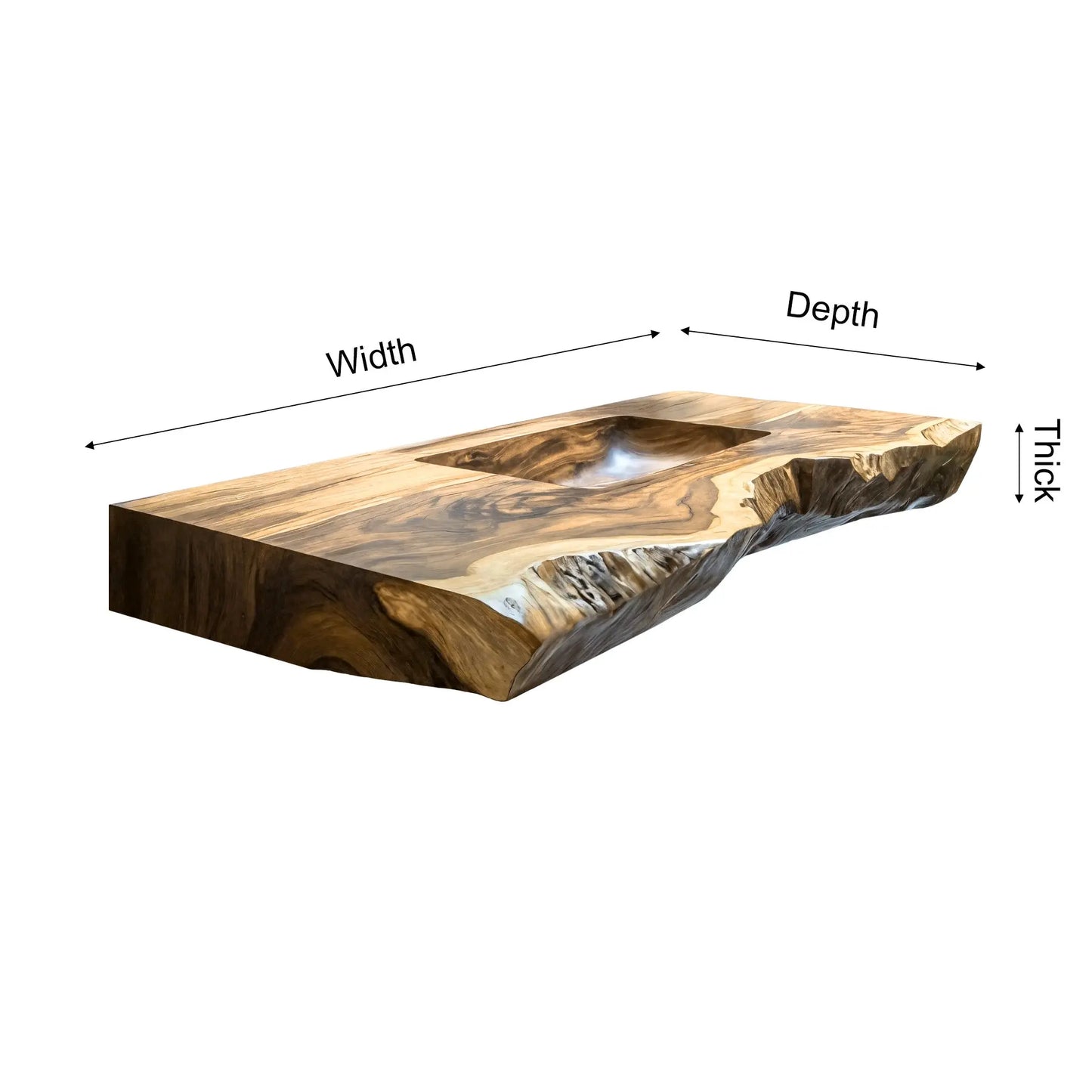 Averra Live Edge Solid Wood Floating Bathroom Vanity with Integrated Sink Lynnsnail